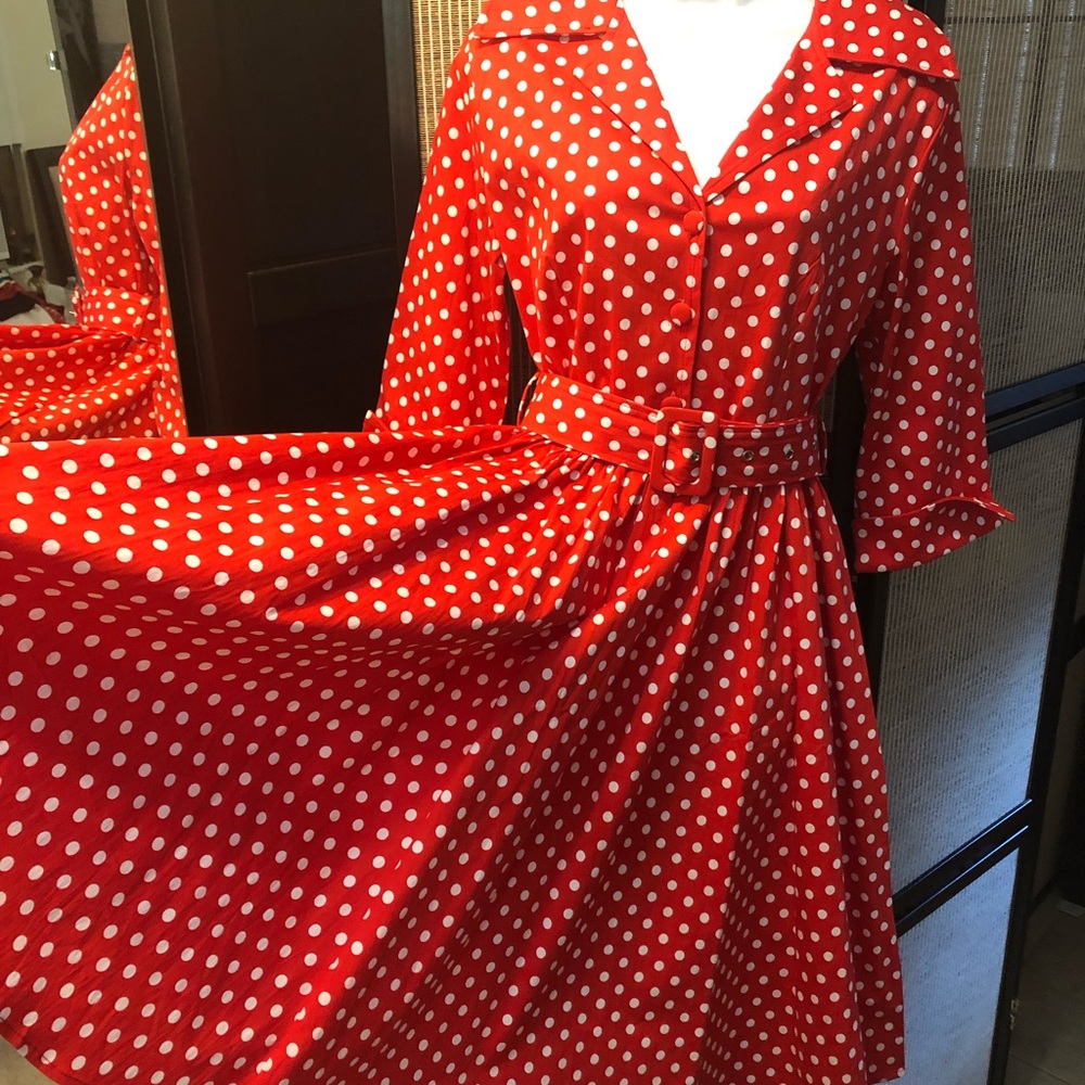 💋Red & White Pin-Up Dress💋